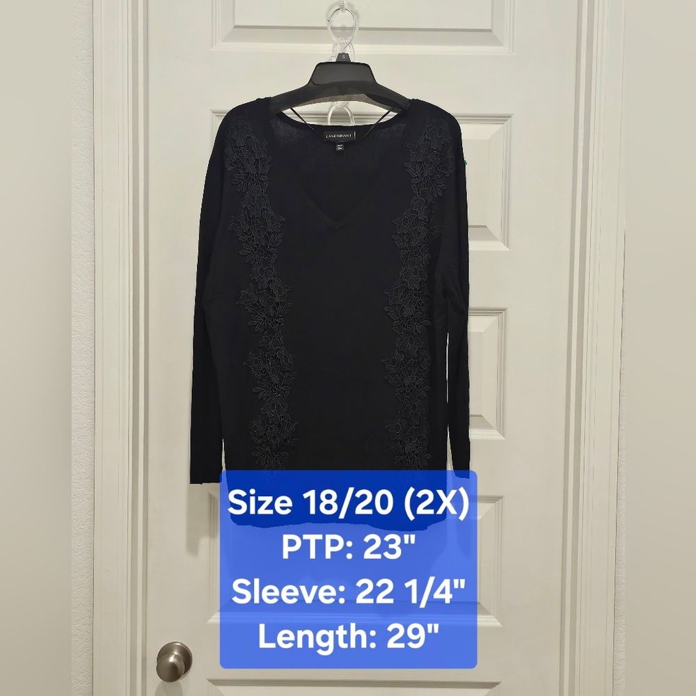 Lane Bryant V-neck Lace Detail Sweater, EUC, Size 18/20 (2X)